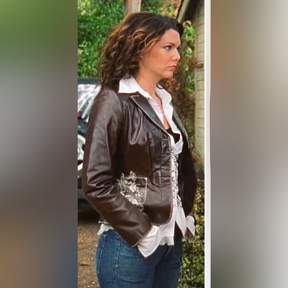 Vintage Leather Embroidered Jacket As Seen On Phoebe Buffay & Lorelai Gilmore - Picture 4 of 12